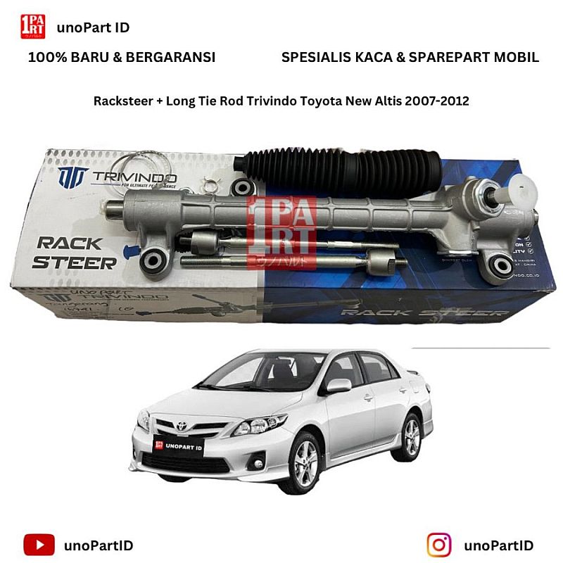 Racksteer + Long Tie Rod Toyota New Altis 2007-2012 Merk Trivindo Rack Steer / Steering Gear / Gearbox Steering Part No 45510-12290 EPS Tanpa Motor - foto 2
