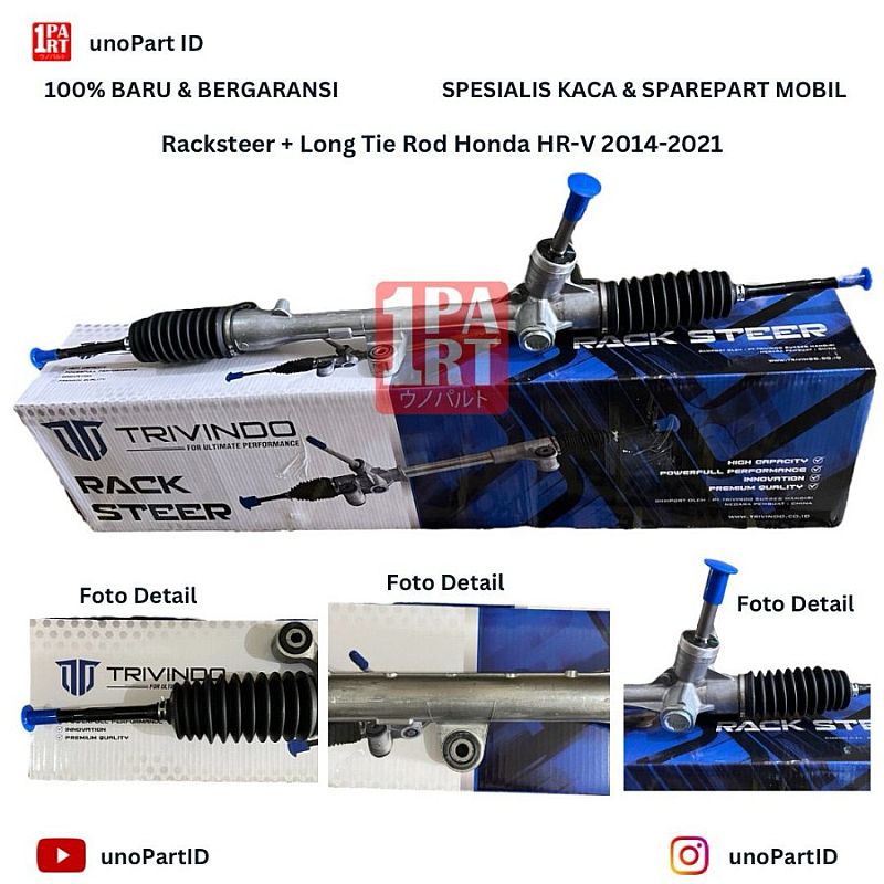 Racksteer + Long Tie Rod Trivindo Honda HRV Garansi Tukar Baru unoPart - foto 5