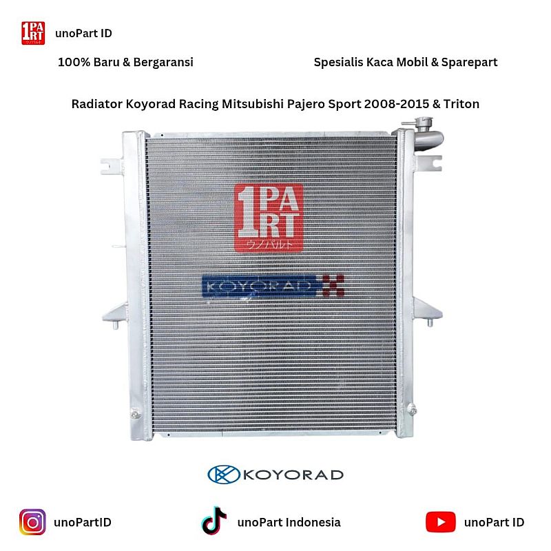 Radiator 3 Ply Koyorad Racing Full Aluminium Mitsubishi Pajero Sport Dakar / Exceed 4D56 Tebal Core 48mm Part No 1350A349 by unoPart ID - foto 2