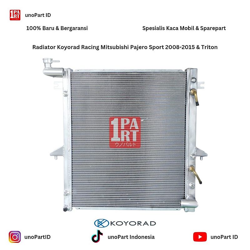 Radiator 3 Ply Koyorad Racing Full Aluminium Mitsubishi Pajero Sport Dakar / Exceed AT 4D56 Tebal Core 48mm Part No 1350A349 by unoPart ID - foto 2