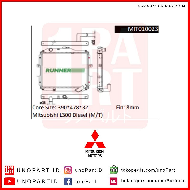 Radiator Runner Mitsubishi L300 Diesel 32mm MT by unoPart - foto 5
