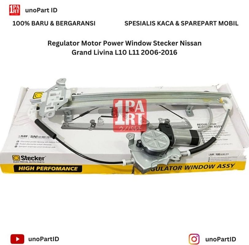 Regulator Motor Power Window Jendela Kaca Mobil Stecker Nissan Grand Livina Depan Kanan L10 L11 06-19 SNI KAN OEM 80720-CJ000 80720CJ000 By Unopart ID - foto 5