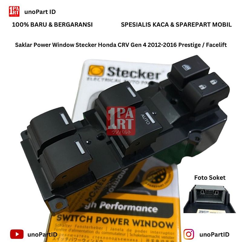 Saklar Power Window Honda CRV Gen 4 RM Prestige / Facelift 2015-2017 Merk Stecker Part No 35750-T0A-U11 - foto 9