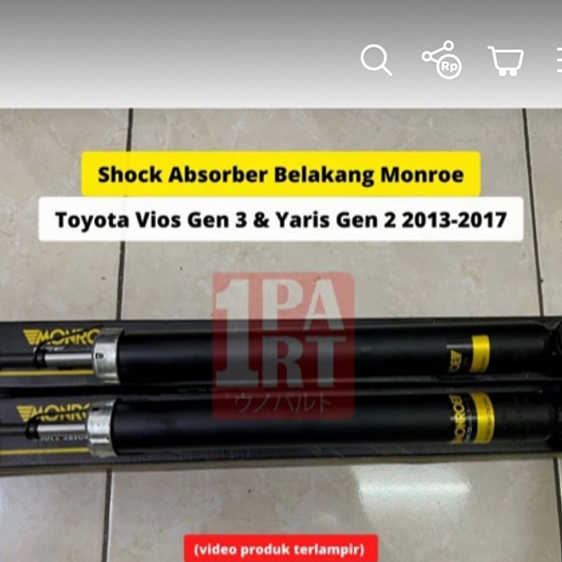 Shock Absorber Belakang Monroe Original Toyota Vios Gen 3 / Yaris Lele Joker Gen2 2013-UP - foto 3