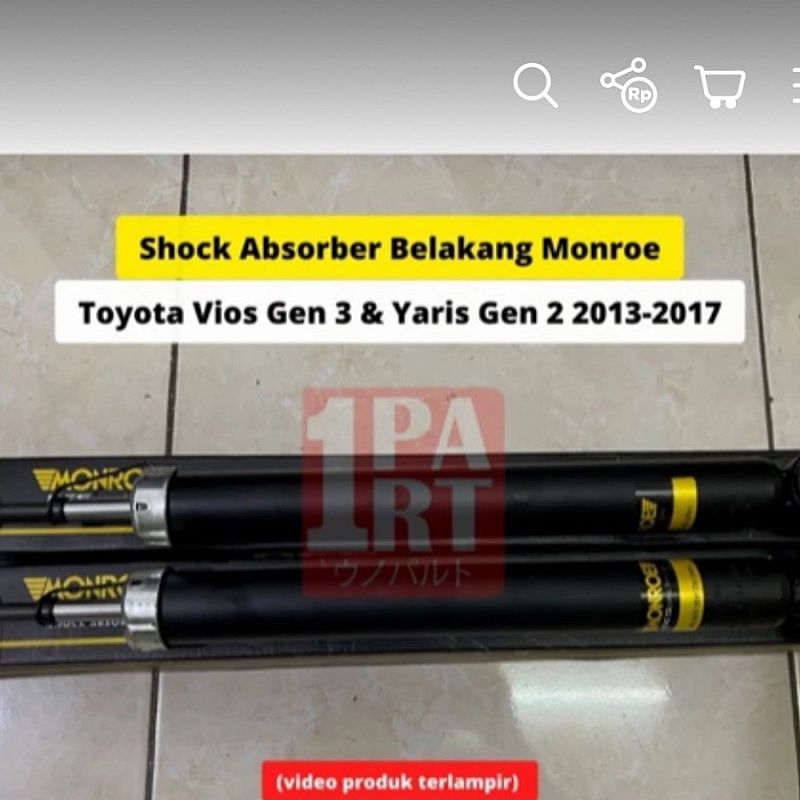 Shock Absorber Belakang Monroe Original Toyota Vios Gen 3 / Yaris Lele Joker Gen2 2013-UP - foto 4