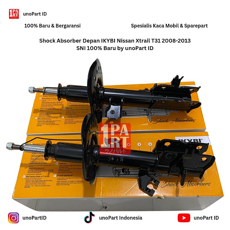 Shock Breaker Depan Nissan Xtrail T31 2008-2013 Merk IKYBI Shock Absorber SNI & KAN E4302-1DHIB / E4303-1DHIB unoPart ID