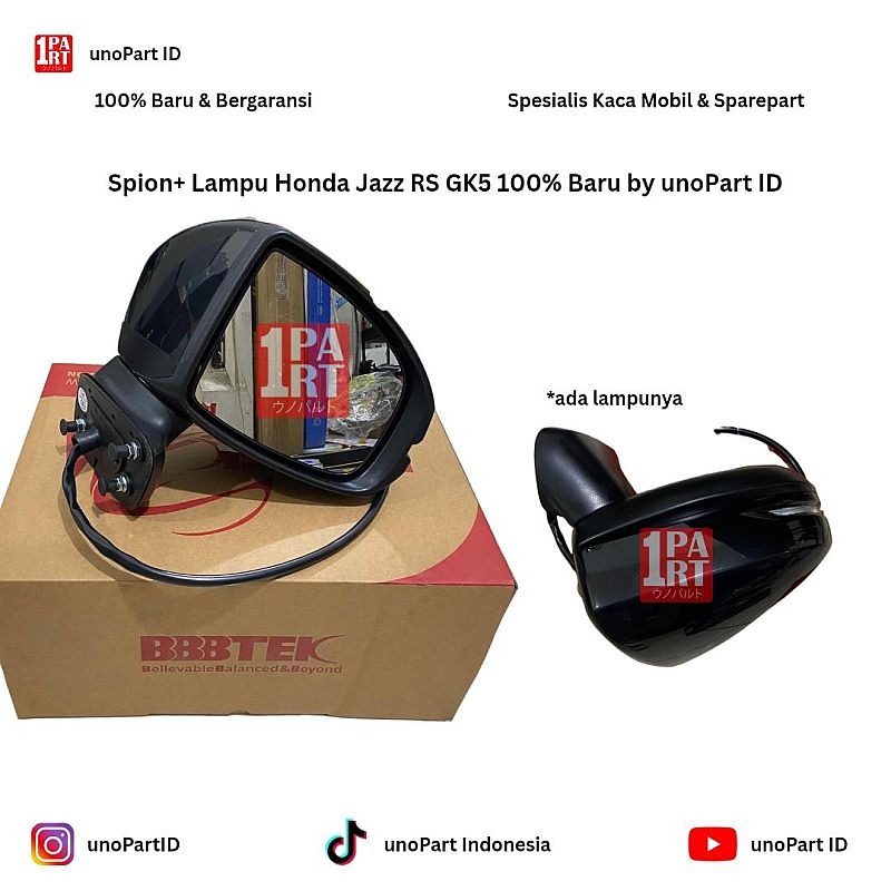 Spion Elektrik Mobil Honda Jazz RS GK5 Ada Lampu Sein dan Motor Retrack Kiri / Kanan 100% Baru by unoPart ID