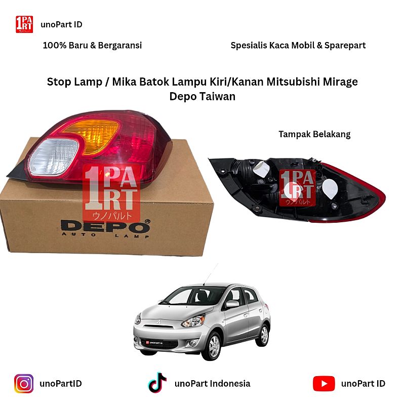 Stop Lamp / Mika Batok Lampu Rem Belakang Mitsubishi Mirage Merk DEPO Taiwan Kiri / Kanan by unoPart ID