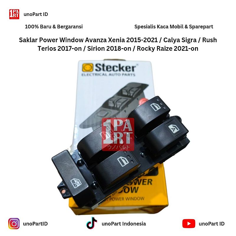 Switch Saklar Power Window Jendela Kaca Stecker Daihatsu Toyota Avanza Xenia 2016-2021 / New Rush Terios 2018-ON / Calya Sigra / Sirion Gen 3 2018-ON / Raize Rocky 2021-ON 84820-BZ200