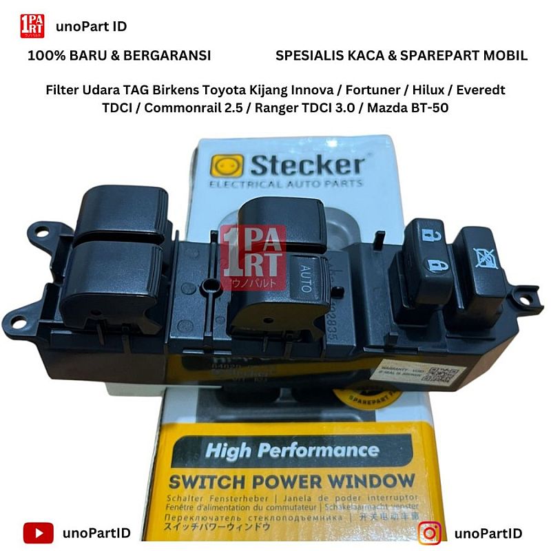 Switch Saklar Power Window Tombol Jendela Kaca Mobil Supir Driver Central Pusat Stecker Toyota Camry ACV40 XV40 XV50 ACV50 ASV50 2006-2018 / Yaris Bapao Bakpao Gen1 dan New Vios Gen2 2006-2013 SNI KAN