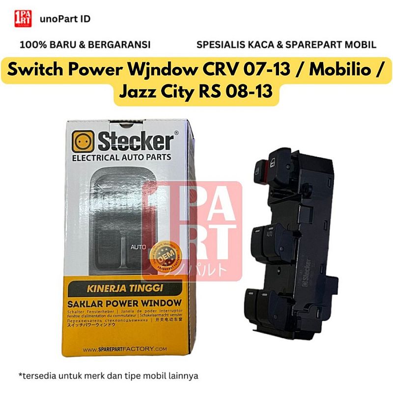 Switch Saklar Tombol Jendela Master Utama Central Power Window Stecker Honda CR-V CRV 07-13 Gen3 RE / Jazz City RS 08-13 GE8 GM2 / Mobilio 14- / Brio 17- / BRV BR-V 16-22 SNI KAN OEM 35750-SWA-Z01 357 - foto 4