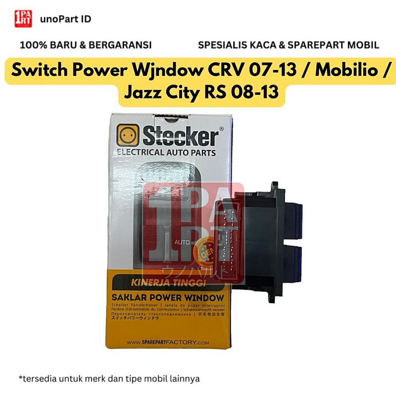 Switch Saklar Tombol Jendela Master Utama Central Power Window Stecker Honda CR-V CRV 07-13 Gen3 RE / Jazz City RS 08-13 GE8 GM2 / Mobilio 14- / Brio 17- / BRV BR-V 16-22 SNI KAN OEM 35750-SWA-Z01 357 - foto 3