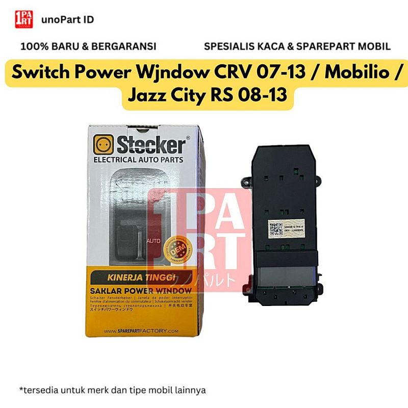 Switch Saklar Tombol Jendela Master Utama Central Power Window Stecker Honda CR-V CRV 07-13 Gen3 RE / Jazz City RS 08-13 GE8 GM2 / Mobilio 14- / Brio 17- / BRV BR-V 16-22 SNI KAN OEM 35750-SWA-Z01 357 - foto 5