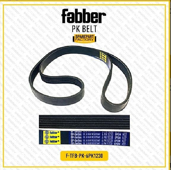 Van Fan PK Belt Vbelt Tali Kipas Fabber Toyota Altis 2.0 2002-2006 / Altis 2013-2018 / Voxy 2017-2021 (AC) / Mirage (AC Alternator) SNI KAN OEM 1340A146 6PK 1230 6PK1230 - foto 5