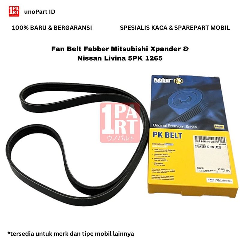 Van Fan PK Belt Vbelt Tali Kipas Mitusbishi Xpander 17- / X-Force Xforce 23- / Nissan New Livina Livinder 2018-Ke Atas 5PK 1265 5PK1265 SNI KAN OEM 1340A181 - foto 2