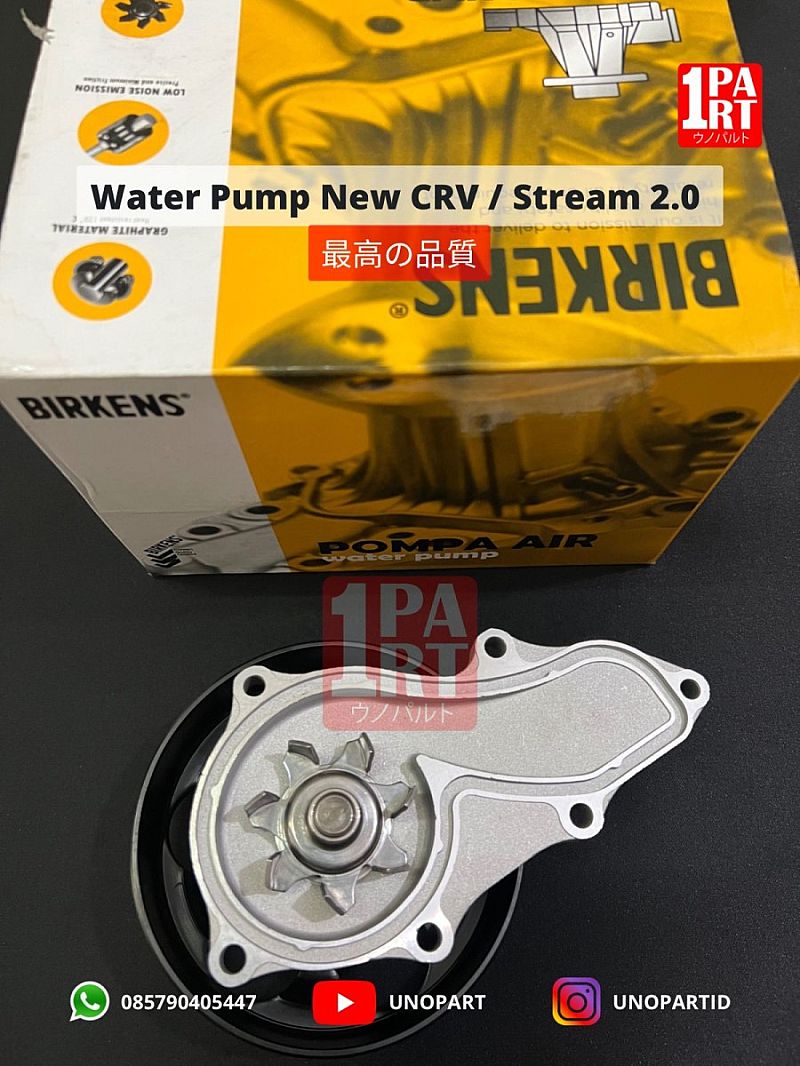 Water Pump Pompa Air Radiator Birkens Honda New CRV CR-V Gen 2 RD RD2 2002-2006 / Stream 2.0 2001-2007 SNI KAN OEM 19200-PNA-003 19200-PNL-E01 19200PNA003 19200PNLE01 - foto 2