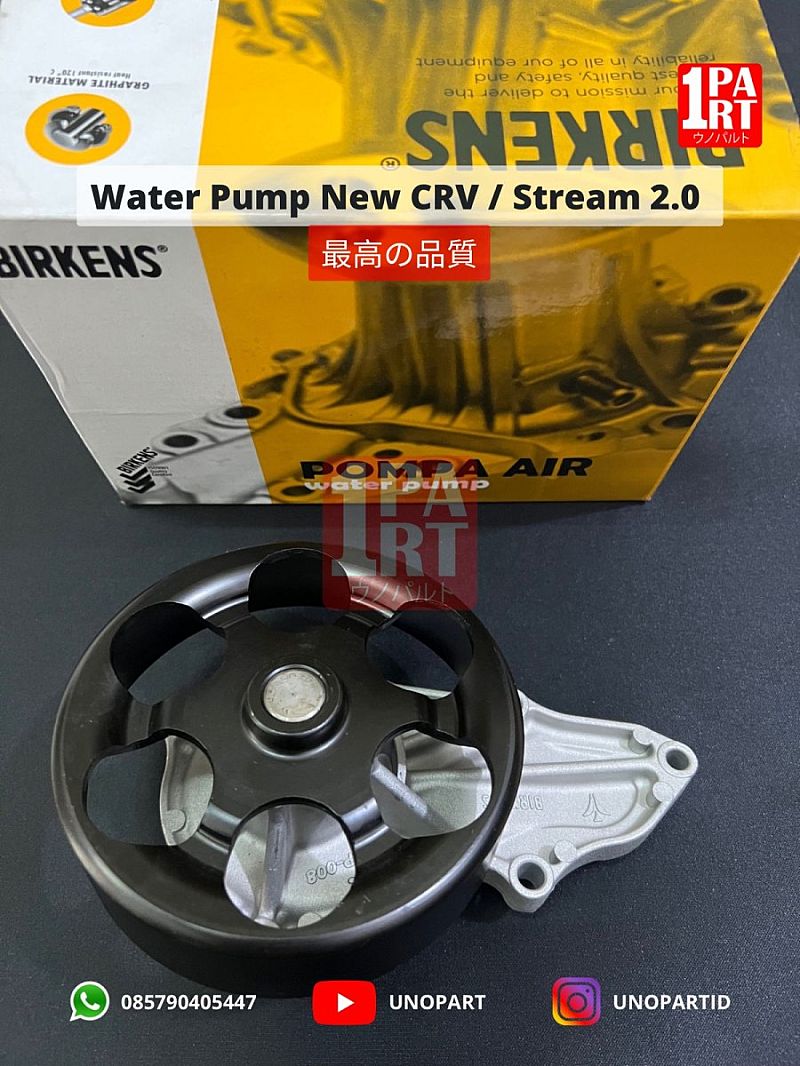 Water Pump Pompa Air Radiator Birkens Honda New CRV CR-V Gen 2 RD RD2 2002-2006 / Stream 2.0 2001-2007 SNI KAN OEM 19200-PNA-003 19200-PNL-E01 19200PNA003 19200PNLE01