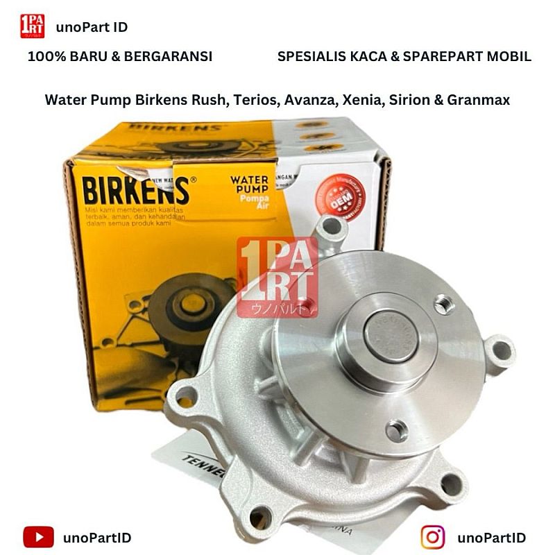 Water Pump Pompa Air Radiator Toyota Daihatsu Avanza Xenia Gen1 Gen2 1.3 1.5 04-15 / Terios Rush Gen1 Konde 06-17 / Gran Grand Max GranMax GrandMax Luxio / Sirion Gen2 11-18 SNI KAN OEM 16100-29115 16
