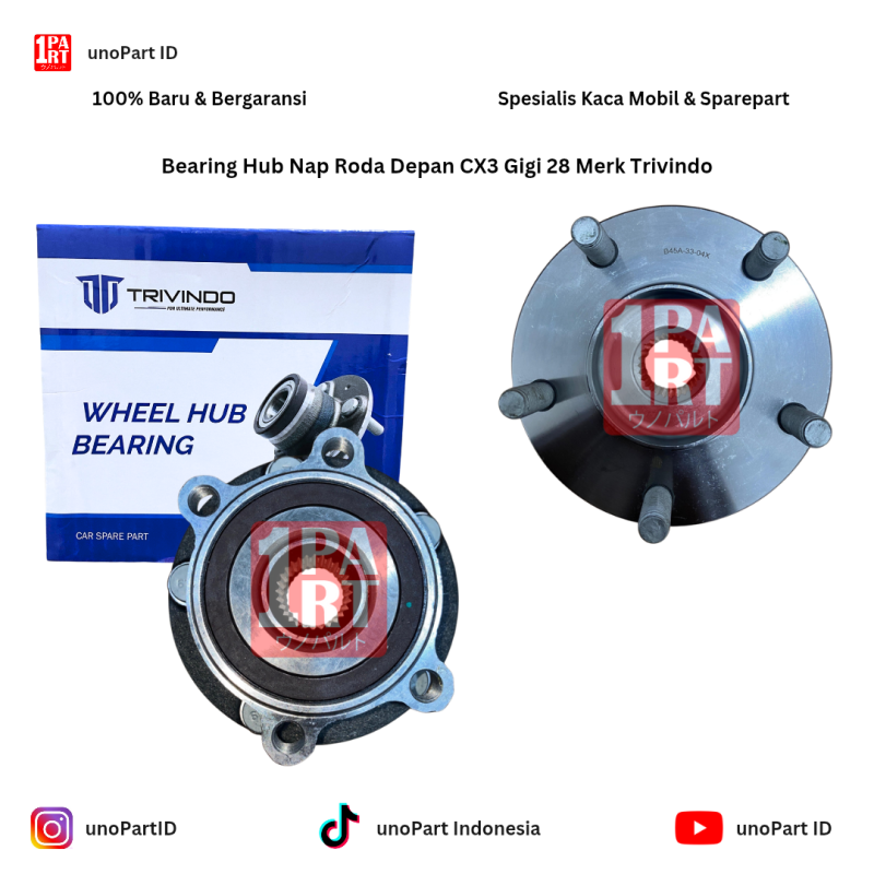 Wheel Hub Bearing Laher Lahar Klaher Nap Roda Depan Mazda CX-3 CX3 Skyactiv 2017-Ke Atas Merk Trivindo OEM Part No. B45A-33-04X B45A3304X Gigi 28