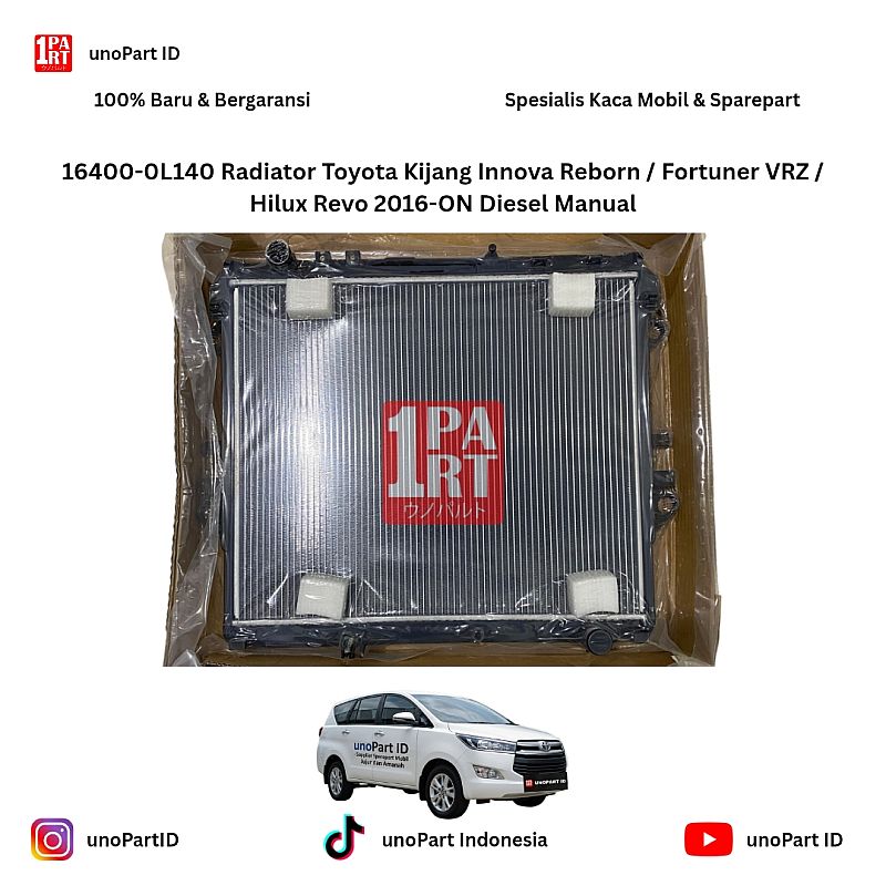 16400-0L140 Radiator Trivindo Toyota Kijang Innova Reborn / Fortuner VRZ / Hilux Revo 2016-ON Diesel Manual - foto 6