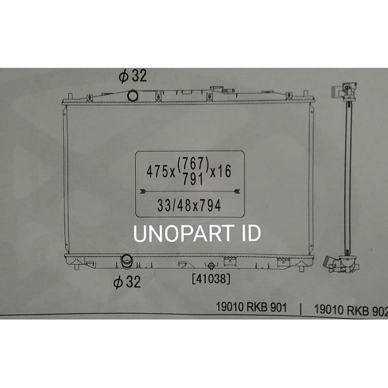 19010-RKB-901 Radiator Assy Koyorad Japan Honda Elysion 3.0 J30A AT 2004-ON by unoPart ID Koyorad Original - foto 3