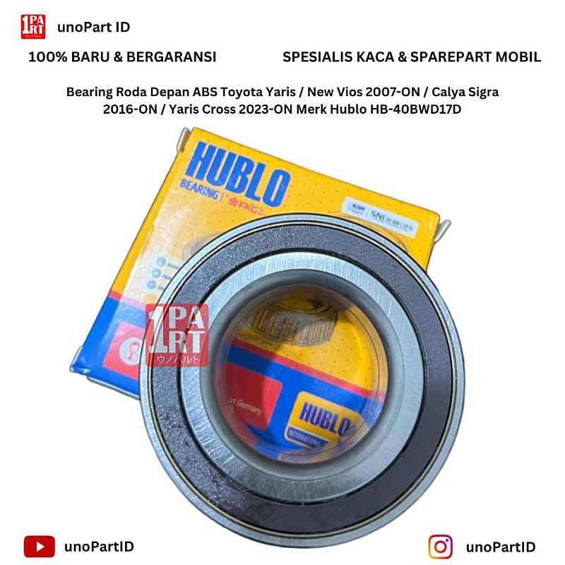 Bearing Roda Depan ABS Toyota Yaris / New Vios 2007-ON / Calya Sigra 2016-ON / Yaris Cross 2023-ON Merk Hublo HB-40BWD17D - foto 4