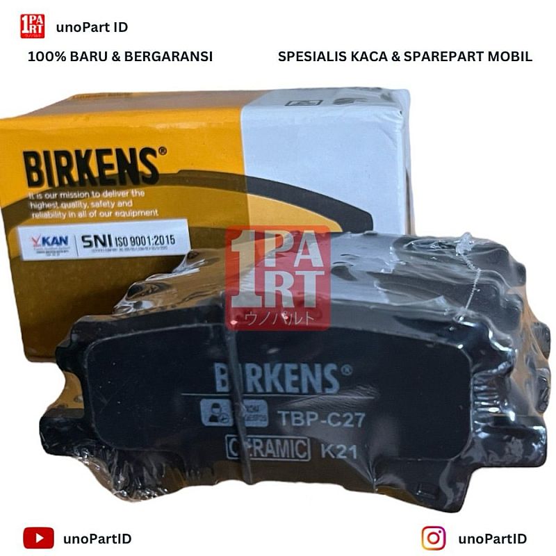 Brake Disc Pad Kampas Kanvas Rem Cakram Belakang Birkens Premium Ceramic Toyota Harrier 04-12 ACU30 2.4 3.0 Birkens SNI KAN OEM 04466-48060 - foto 2