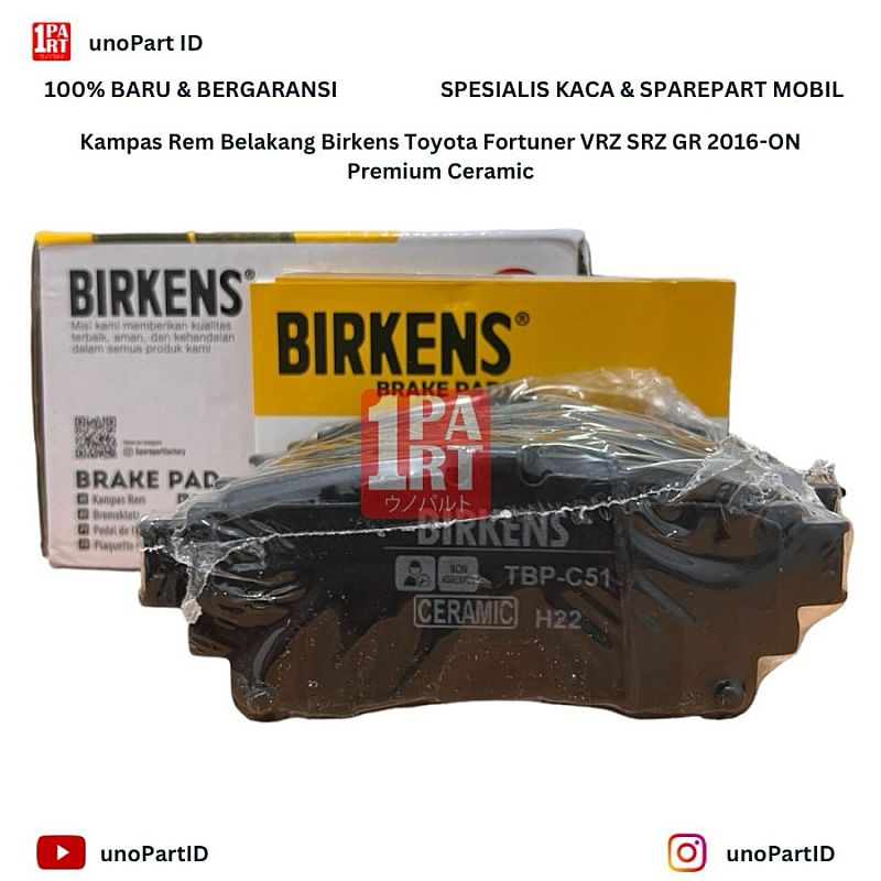 Brake Disc Pad Kampas Rem Belakang Birkens Ceramic Toyota Fortuner VRZ SRZ GR 2016-Ke Atas SNI KAN OEM 04466-0K010 044660K010 - foto 3