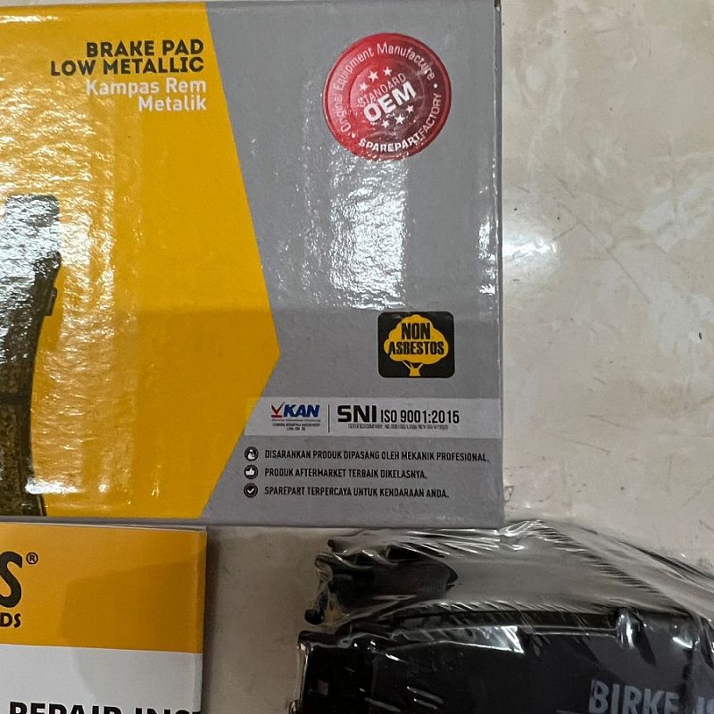 Brake Disc Pad Kampas Rem Belakang Birkens Metalic Toyota Fortuner VRZ SRZ GR 2016-Ke Atas SNI KAN OEM 04466-0K010 044660K010 - foto 5