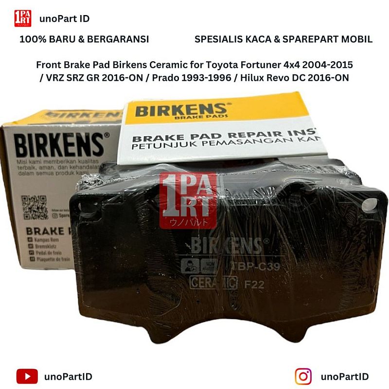 Brake Disc Pad Kampas Rem Birkens Ceramic Depan Toyota Fortuner 4x4 04-15 / VRZ SRZ GR 2016-Ke Atas / Prado 1993-1996 / Hilux Hi Lux Hi-Lux Revo Double Cabin 2015-Ke Atas SNI KAN OEM 04465-0K090 04465 - foto 3